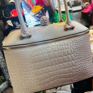 Elegant White Croc-Embossed Handbag